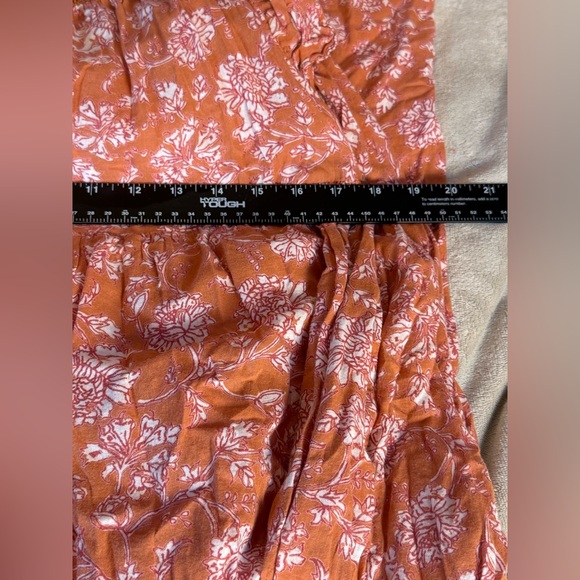 Free People Bonita Peach Floral Smocked Flutter Sleeve Midi Dress Size M - Picture 7 of 9